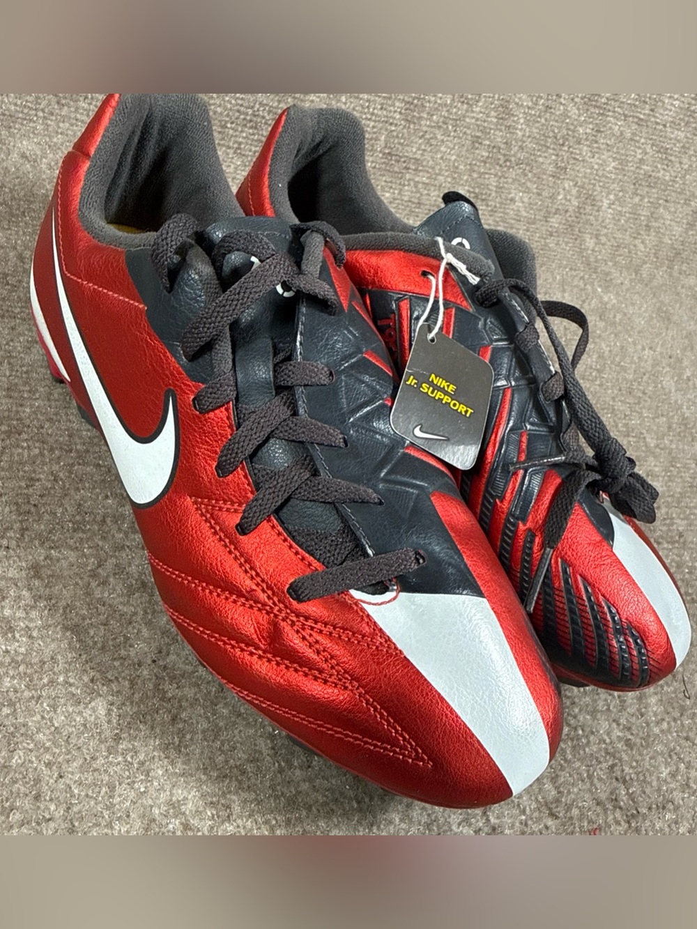Nike T90 Soccer Cleats 4Y Candy Apple Red Lace Total 90 Shoot IV Jr. Support